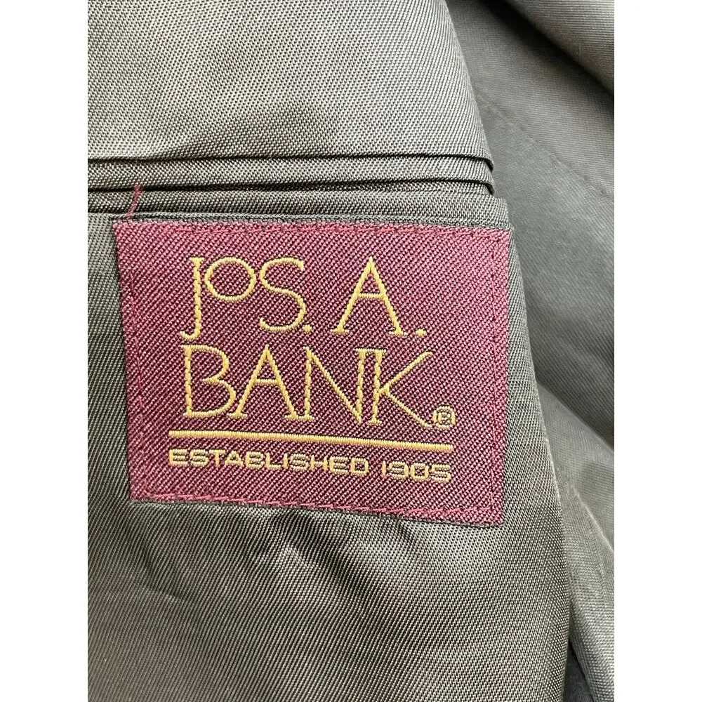 Jos A Bank Blazer Mens 44L Gray 100% Wool 2 Button Single Breasted Made In USA